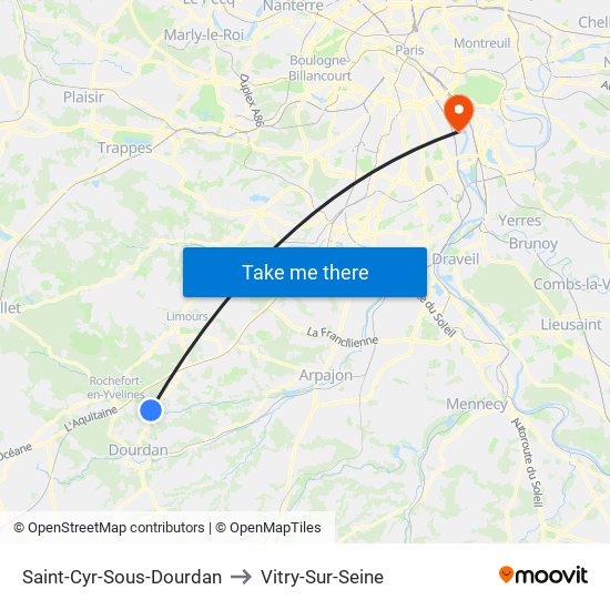 Saint-Cyr-Sous-Dourdan to Vitry-Sur-Seine map
