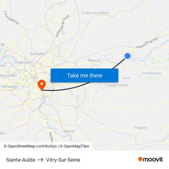 Sainte-Aulde to Vitry-Sur-Seine map