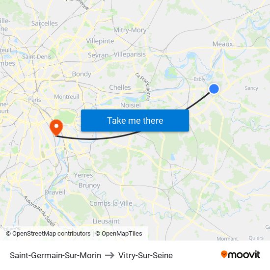 Saint-Germain-Sur-Morin to Vitry-Sur-Seine map