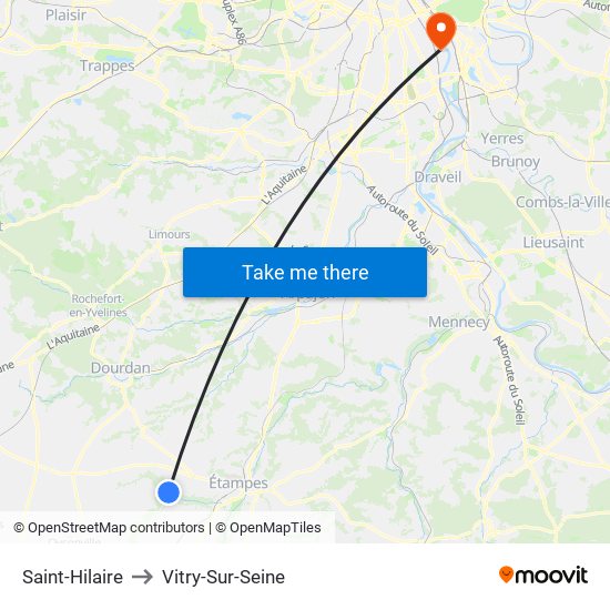 Saint-Hilaire to Vitry-Sur-Seine map