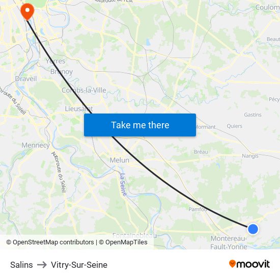 Salins to Vitry-Sur-Seine map