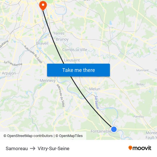 Samoreau to Vitry-Sur-Seine map
