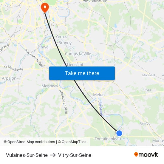 Vulaines-Sur-Seine to Vitry-Sur-Seine map