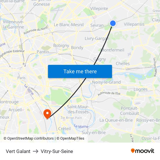 Vert Galant to Vitry-Sur-Seine map