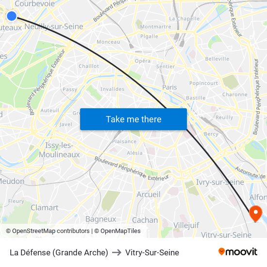 La Défense (Grande Arche) to Vitry-Sur-Seine map