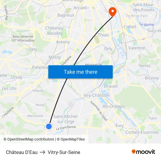 Château D'Eau to Vitry-Sur-Seine map