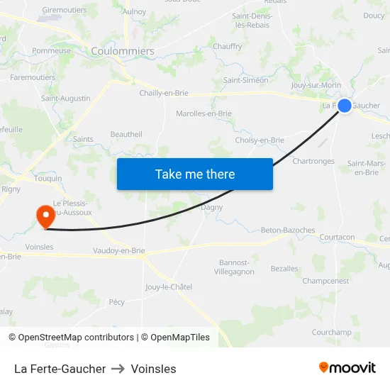 La Ferte-Gaucher to Voinsles map