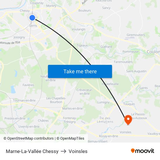Marne-La-Vallée Chessy to Voinsles map