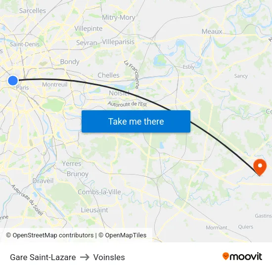 Gare Saint-Lazare to Voinsles map