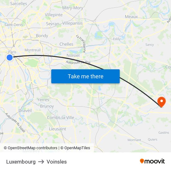 Luxembourg to Voinsles map