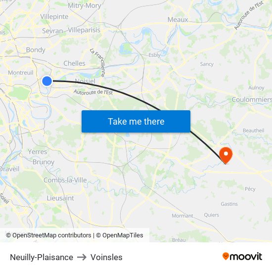 Neuilly-Plaisance to Voinsles map