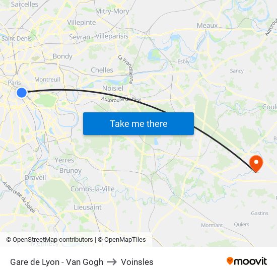 Gare de Lyon - Van Gogh to Voinsles map