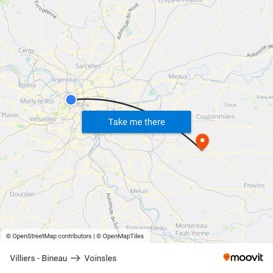 Villiers - Bineau to Voinsles map