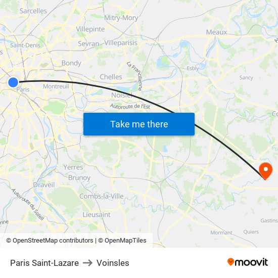 Paris Saint-Lazare to Voinsles map