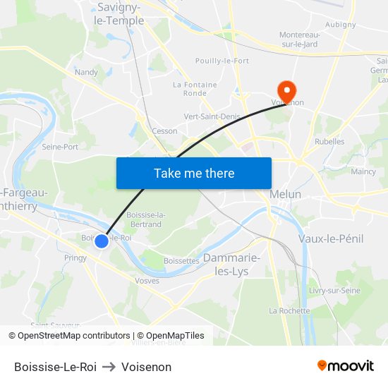 Boissise-Le-Roi to Voisenon map