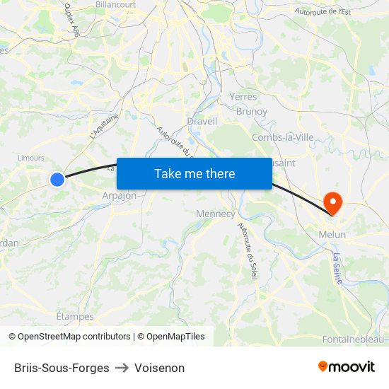 Briis-Sous-Forges to Voisenon map