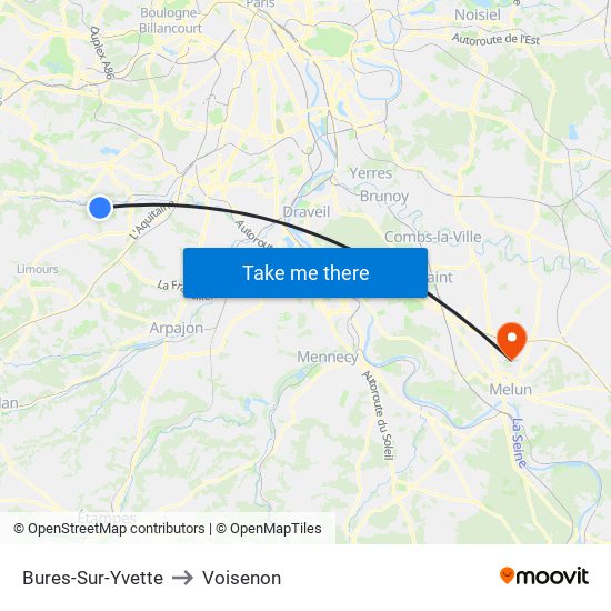 Bures-Sur-Yvette to Voisenon map