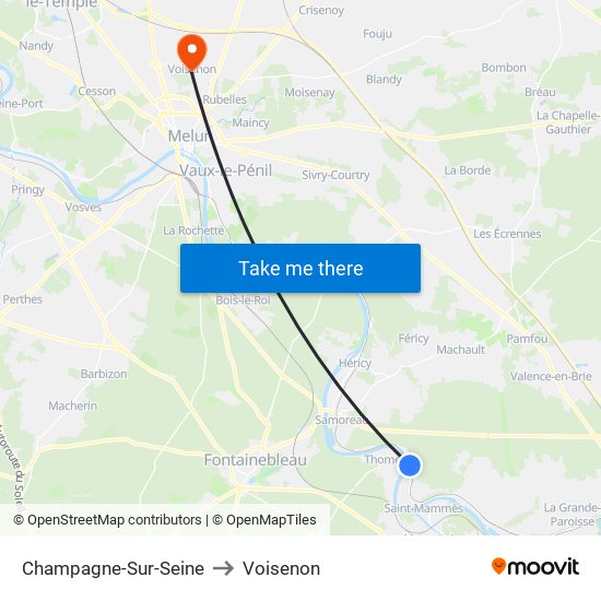 Champagne-Sur-Seine to Voisenon map