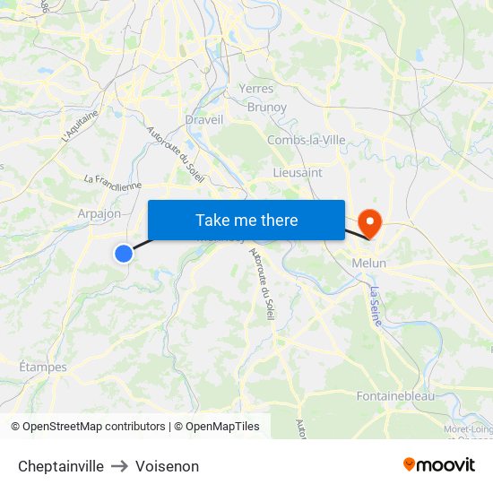 Cheptainville to Voisenon map
