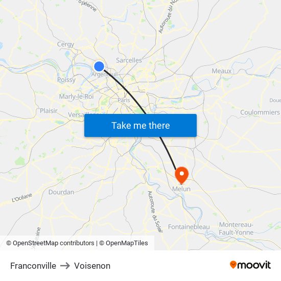 Franconville to Voisenon map