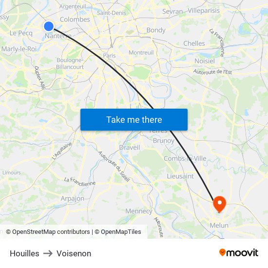 Houilles to Voisenon map