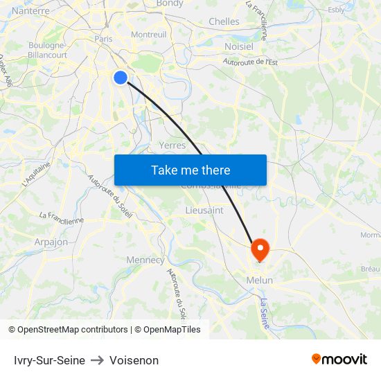 Ivry-Sur-Seine to Voisenon map