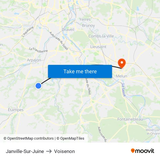 Janville-Sur-Juine to Voisenon map