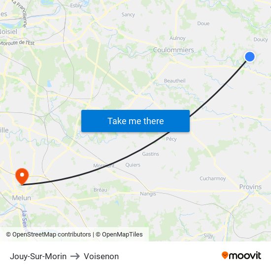 Jouy-Sur-Morin to Voisenon map