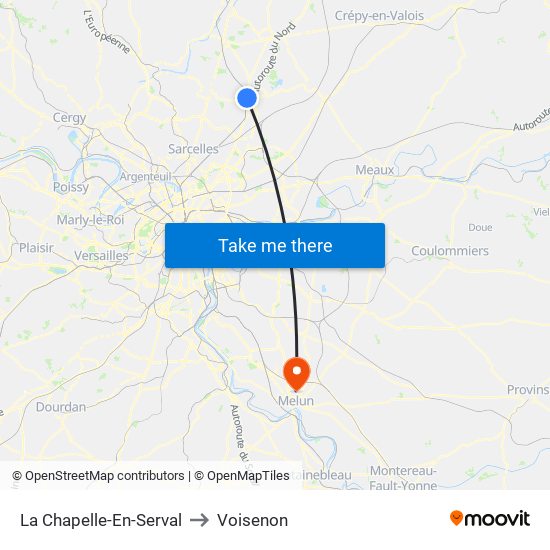 La Chapelle-En-Serval to Voisenon map