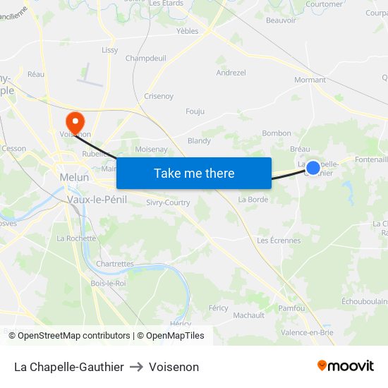 La Chapelle-Gauthier to Voisenon map