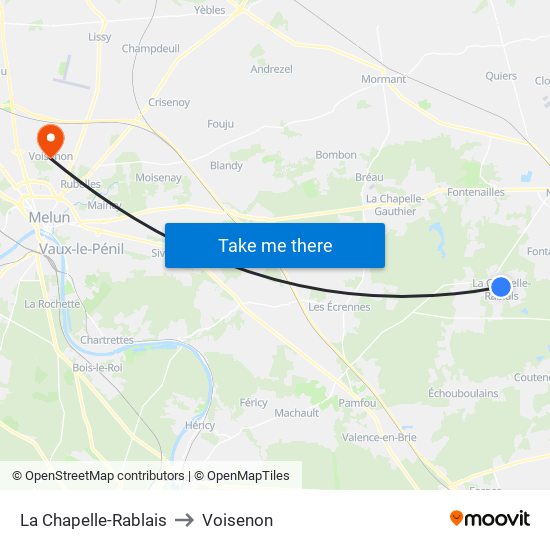 La Chapelle-Rablais to Voisenon map