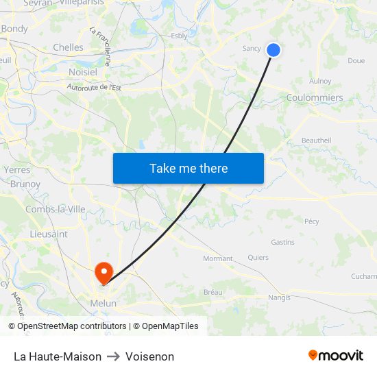 La Haute-Maison to Voisenon map