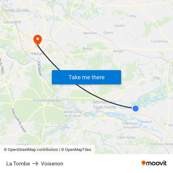 La Tombe to Voisenon map