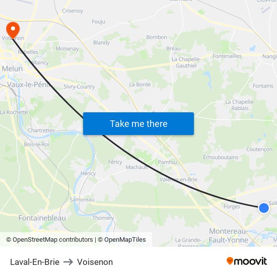 Laval-En-Brie to Voisenon map