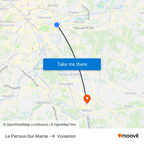 Le Perreux-Sur-Marne to Voisenon map