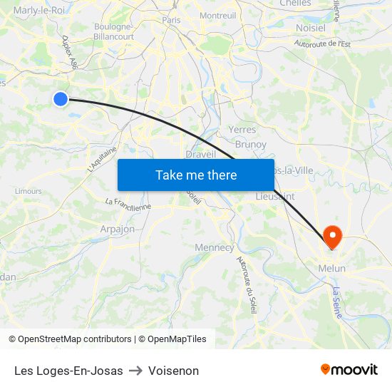 Les Loges-En-Josas to Voisenon map