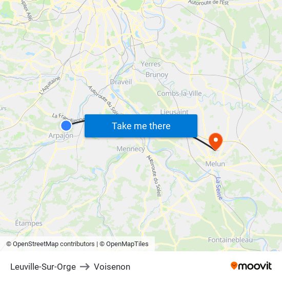 Leuville-Sur-Orge to Voisenon map