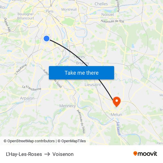 L'Hay-Les-Roses to Voisenon map
