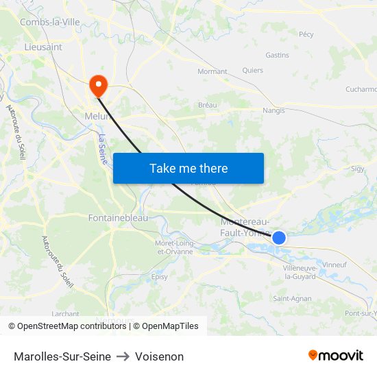 Marolles-Sur-Seine to Voisenon map