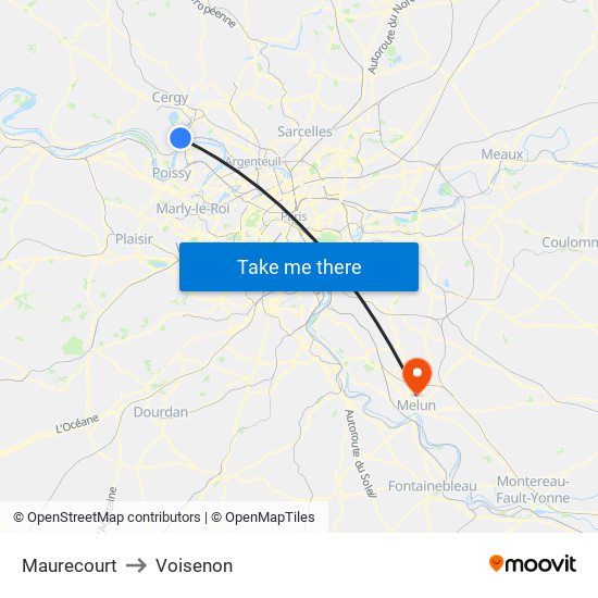 Maurecourt to Voisenon map