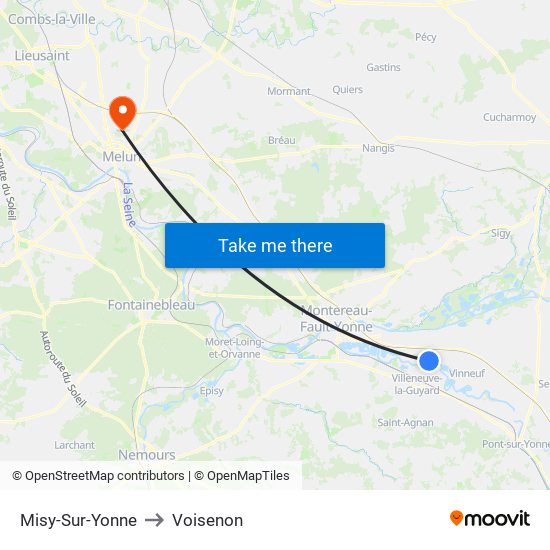 Misy-Sur-Yonne to Voisenon map