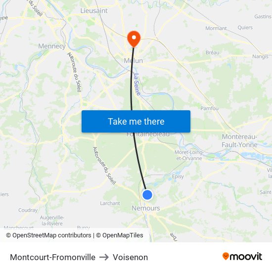 Montcourt-Fromonville to Voisenon map