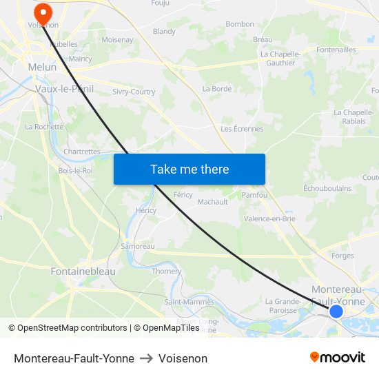 Montereau-Fault-Yonne to Voisenon map