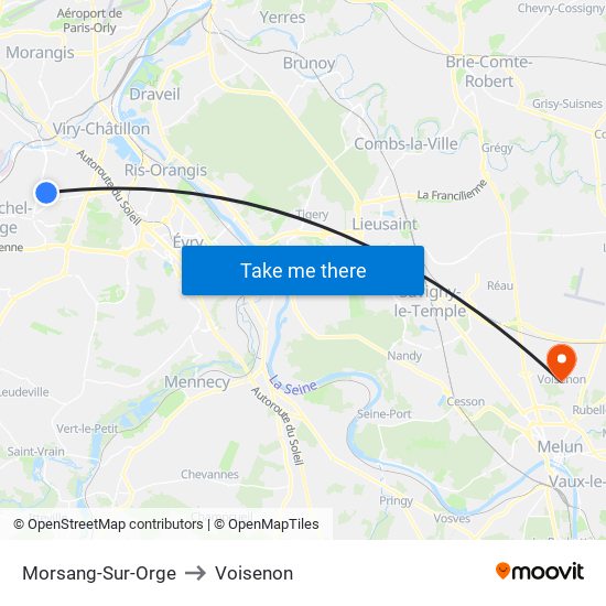 Morsang-Sur-Orge to Voisenon map