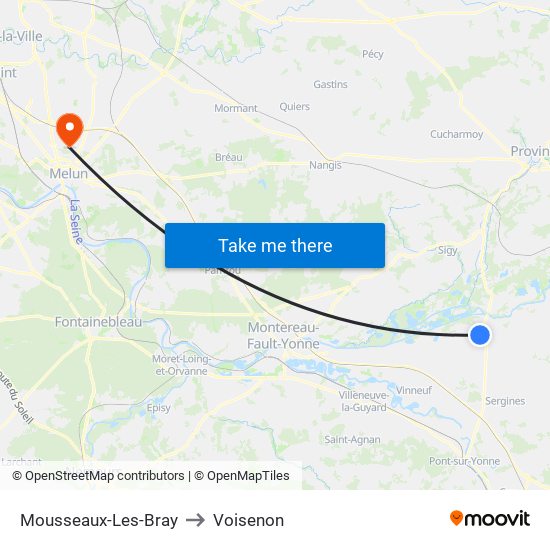 Mousseaux-Les-Bray to Voisenon map
