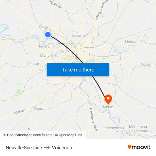 Neuville-Sur-Oise to Voisenon map