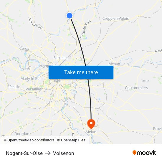 Nogent-Sur-Oise to Voisenon map