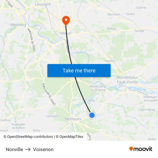 Nonville to Voisenon map