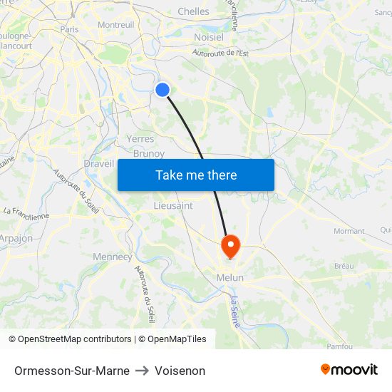 Ormesson-Sur-Marne to Voisenon map