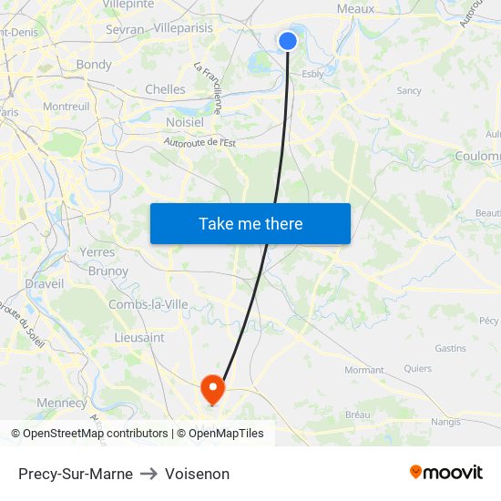 Precy-Sur-Marne to Voisenon map